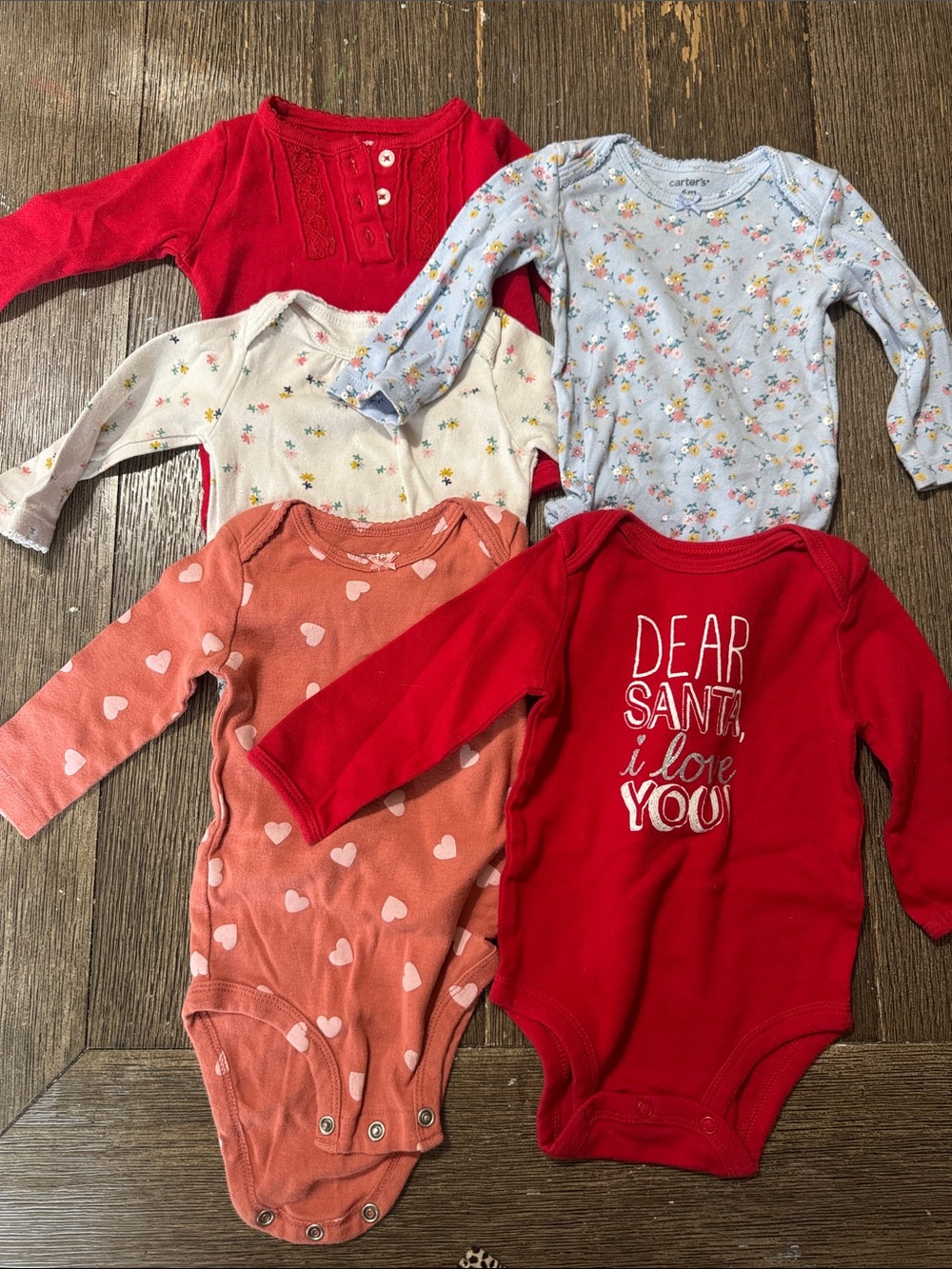 Carter’s Baby Girl Long Sleeve Bodysuit Bundle | Size 6M | 6 Pieces | Fall